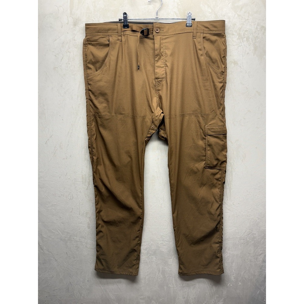 Prana Pants Mens 42x32 Zion Cargo Stretch Brown Slim Straight Fit Belted Hiking